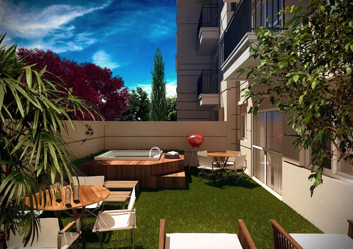 Área externa de apartamento garden